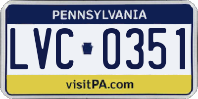 PA license plate LVC0351