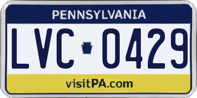 PA license plate LVC0429