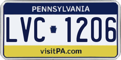 PA license plate LVC1206