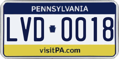 PA license plate LVD0018
