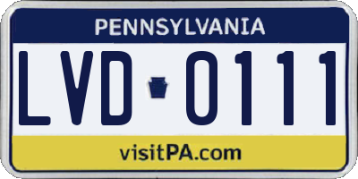 PA license plate LVD0111
