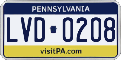 PA license plate LVD0208
