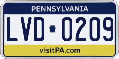 PA license plate LVD0209