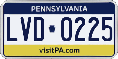 PA license plate LVD0225