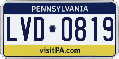 PA license plate LVD0819