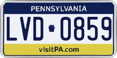 PA license plate LVD0859