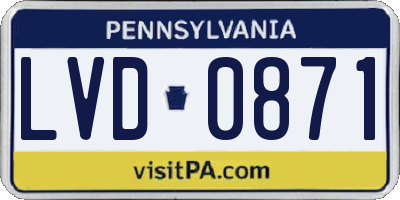 PA license plate LVD0871