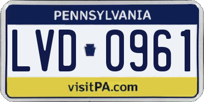 PA license plate LVD0961