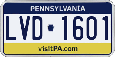 PA license plate LVD1601