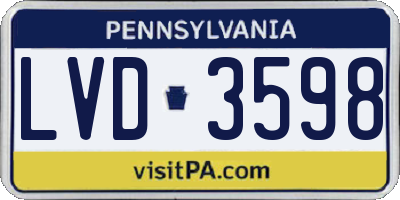 PA license plate LVD3598
