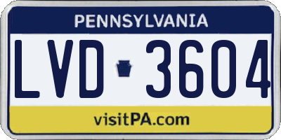 PA license plate LVD3604