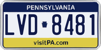 PA license plate LVD8481