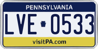 PA license plate LVE0533