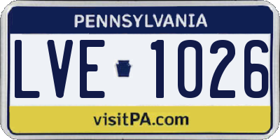 PA license plate LVE1026