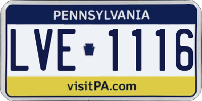 PA license plate LVE1116