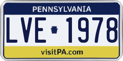 PA license plate LVE1978