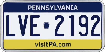 PA license plate LVE2192