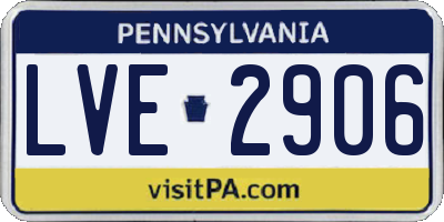 PA license plate LVE2906