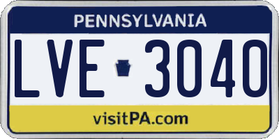 PA license plate LVE3040