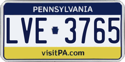 PA license plate LVE3765