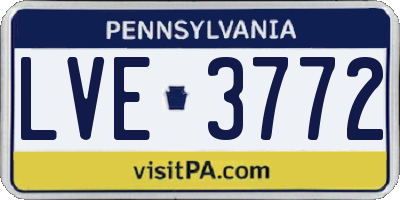PA license plate LVE3772