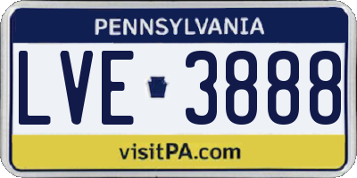 PA license plate LVE3888