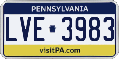 PA license plate LVE3983