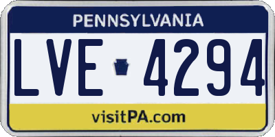 PA license plate LVE4294