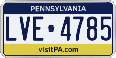 PA license plate LVE4785