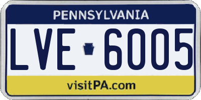 PA license plate LVE6005