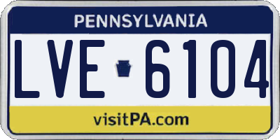 PA license plate LVE6104