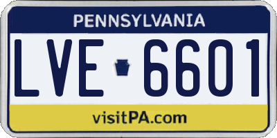 PA license plate LVE6601