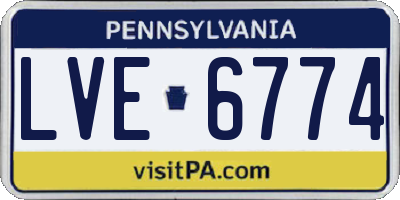 PA license plate LVE6774
