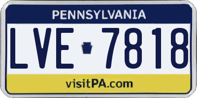 PA license plate LVE7818