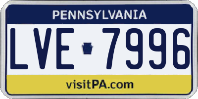 PA license plate LVE7996