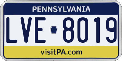 PA license plate LVE8019