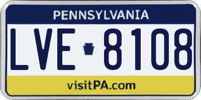 PA license plate LVE8108
