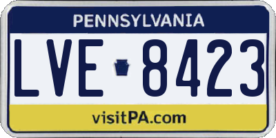 PA license plate LVE8423
