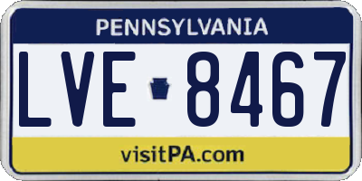 PA license plate LVE8467