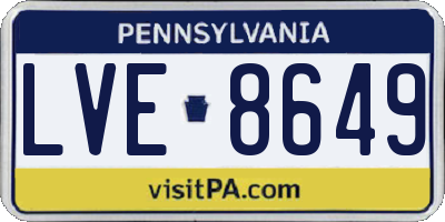 PA license plate LVE8649
