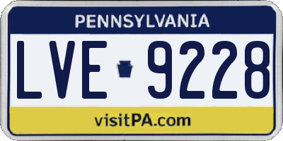 PA license plate LVE9228