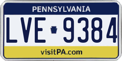 PA license plate LVE9384