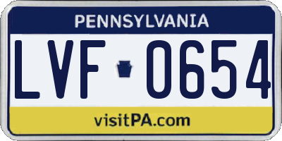 PA license plate LVF0654