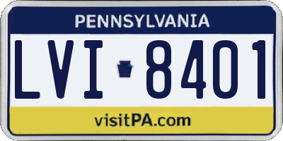 PA license plate LVI8401