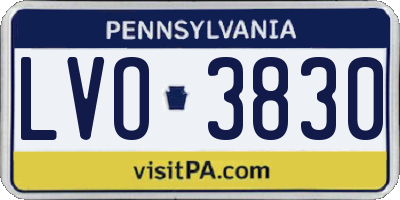 PA license plate LVO3830