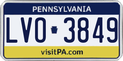 PA license plate LVO3849