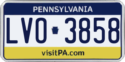 PA license plate LVO3858