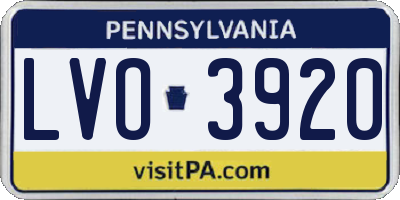 PA license plate LVO3920