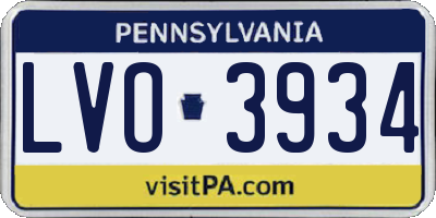 PA license plate LVO3934