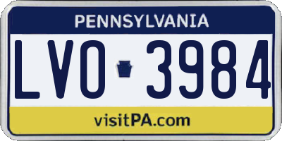 PA license plate LVO3984